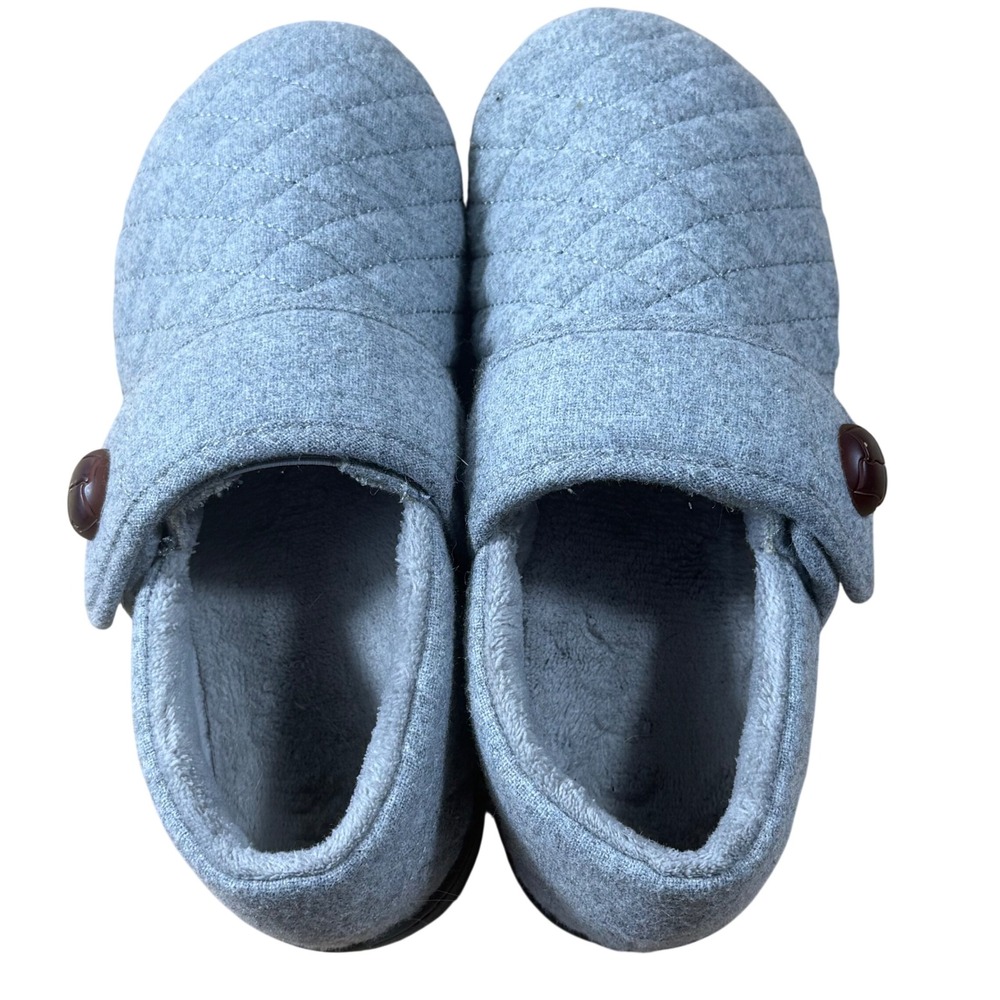 Vionic Indulge Gemma Gray Quilted Slippers Orthopedic Arch Support Size 8 EUC